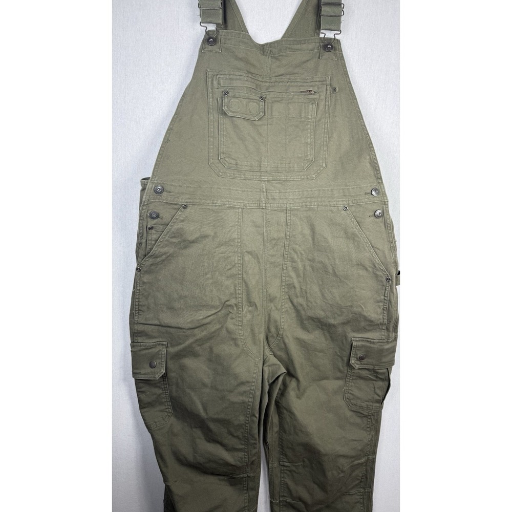 Duluth Trading Co DuluthFlex Fire Hose Bib Overalls Olive Green Womens XL-29 - Picture 4 of 11